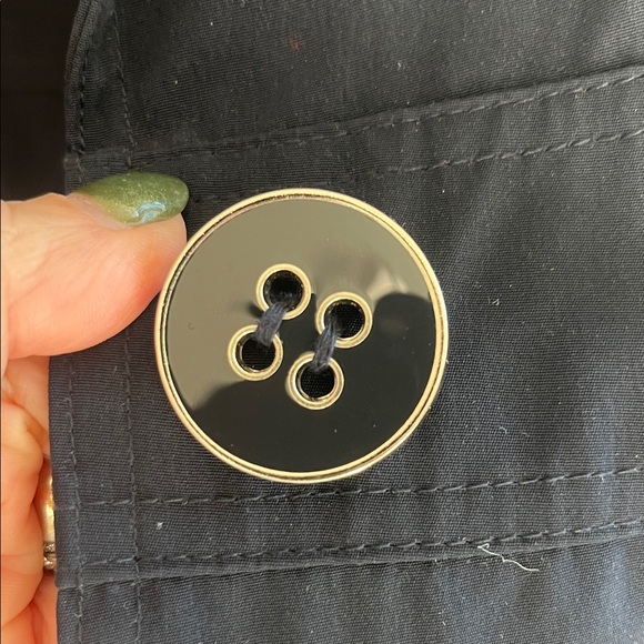 Esprit Navy Trench Coat with Checkered Cuffs - Picture 5 of 6